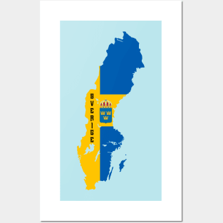 Sweden flag & map Posters and Art